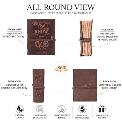 LEATHER VILLAGE Bible Journal For Men Be Still Verse, Fuchsia 10x7. - color: Fuchsia, size: 10 inches X 7 inches