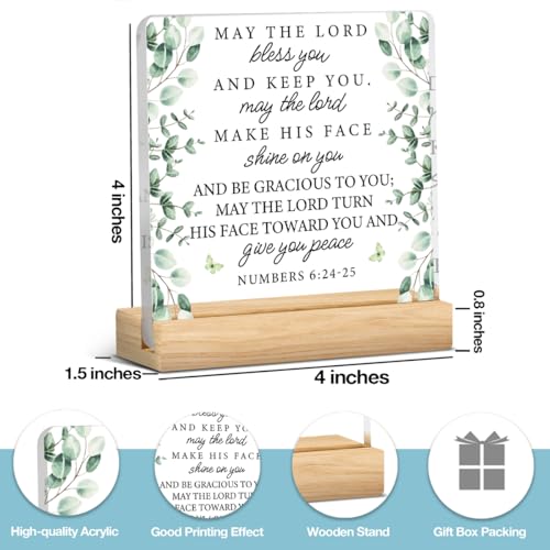 Christian Decor,Religious Gifts,Jesus Decor, May the Lord Bless You Bible Verses Sign,Inspirational Gifts for Women Men Bible Verse Home Office Prayer Room Acrylic Plaque Sign - color: May The Lord Bless You And Keep You.May The Lord Make His Face Shine O
