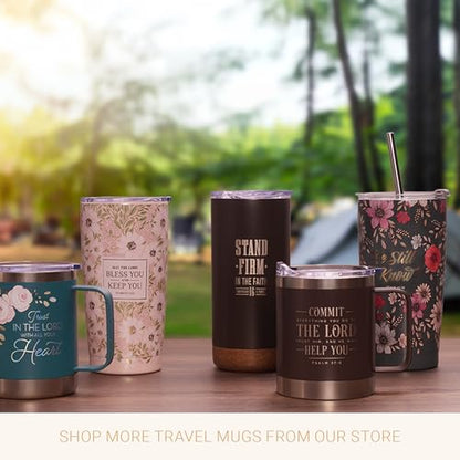 Christian Art Gifts Stainless Steel Double-Wall Vacuum Insulated Tumbler w/Straw & Lid 18 oz Navy Floral Inspirational Bible Verse Travel Mug for Women - Everything Beautiful - Ecc. 3:11 - color: Navy/Everything Beautiful
