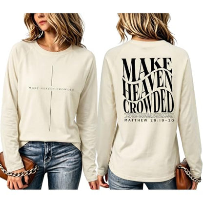 Christian Shirts for Women Faith Over Fear Shirt Jesus Long Sleeve Shirts - color: Apricot - Heaven, size: Medium