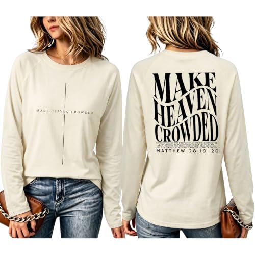 Christian Shirts for Women Faith Over Fear Shirt Jesus Long Sleeve Shirts - color: Apricot - Heaven, size: XX-Large