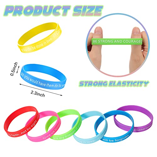 CHENGU 100 Pcs Bible Verse Bracelets Bulk, Christian Silicone Bracelets