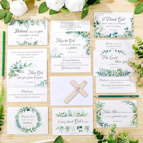 Affrolling 50 Pack Christian Thank You Cards Bulk with Envelopes Stickers - style: Leaf