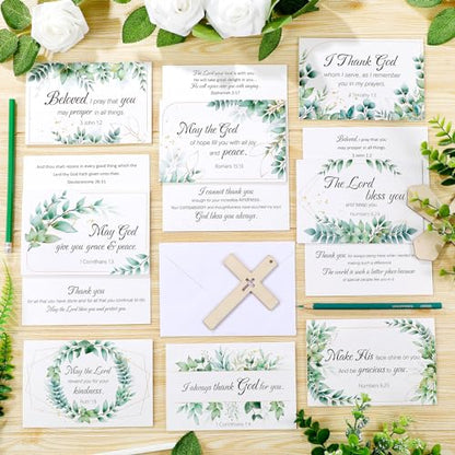 Affrolling 50 Pack Christian Thank You Cards Bulk with Envelopes Stickers - style: Leaf