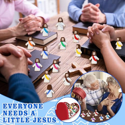 Bamamon 30 Pcs Little Jesus Figures, Mini Jesus Figurines in Bulk - color: 10 Color * 30