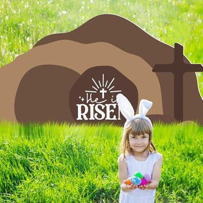 Teling Empty Tomb Easter Scene and Cross Decoration Easter Resurrection Scene Cardboard Stand up Jesus Nativity Cross Decor He Is Risen Cardboard Decor for Religious Home Office Christian Gifts - style: Easter