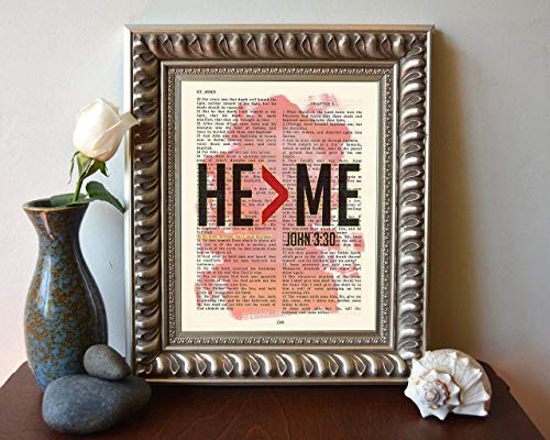 He Is Greater Than Me - John 3:30 He Must Become Greater - Vintage Bible Verse Scripture Christian Art Print, Unframed, Watercolor Christian Wall and Home Decor, All Sizes
