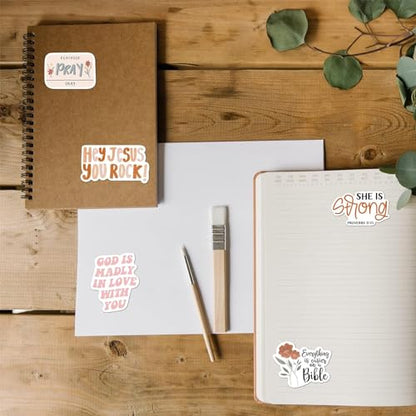 Christian Jesus Stickers 50PCS, Vinyl Waterproof Boho Aesthetic Bible Stickers for Water Bottles Laptop Phone Journaling Guitar