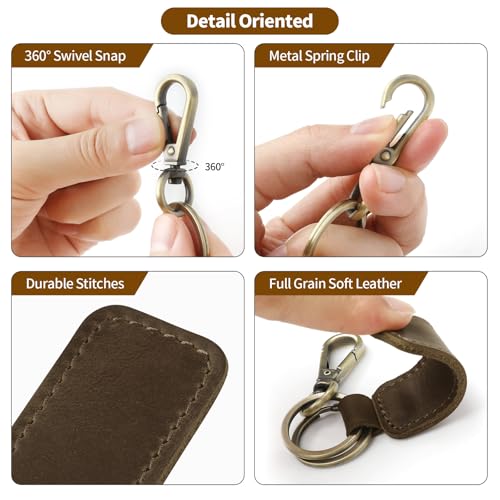 Jack&Chris Genuine Leather Car Keychain, Universal Key Fob Keychain, Leather Key Chain Holder for Men and Women, JC306 - color: Coffee*3