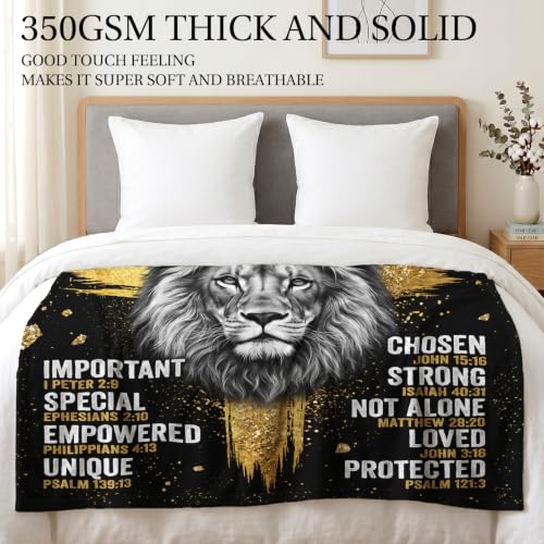 Jekeno Religious Lion Gifts Blanket Christian Verse Throw Blanket - color: Lion, size: 50x60 Inch