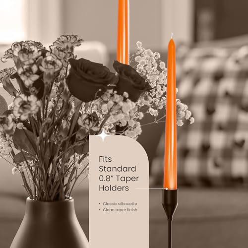 Leor & Lair Orange Taper Candles, 12 Pack, 10 Inch Fall Candlesticks - color: Orange