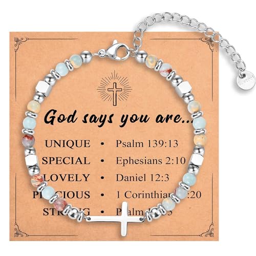 Christian Gifts for Women Girls, Religious Cross Bracelet - color: God says you are unique...