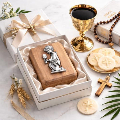 Jewelry Keepsake Box Olive Wood Olivewood Holy Land Christian Gift, first commuion hand made HolyLand (Boy) - style: Boy