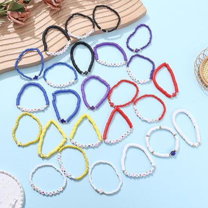 24Pcs Jesus Loves You Bracelets Bulk Handmade Clay Beads Bible Verse Bracelets Christian Friendship Jewelry Christmas Easter Gifts for Women Teen - color: Jesus 24-3