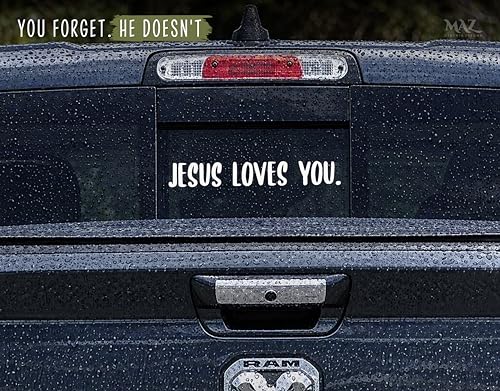 MAZ DISTRIBUTIONS – Jesus Loves You Sticker – Vinyl Decal for Truck Window – Removable Waterproof Sticker for Helmet – Useable Indoor and Outdoor – Easy use for Car, Van, and Bike – MAZ – 463