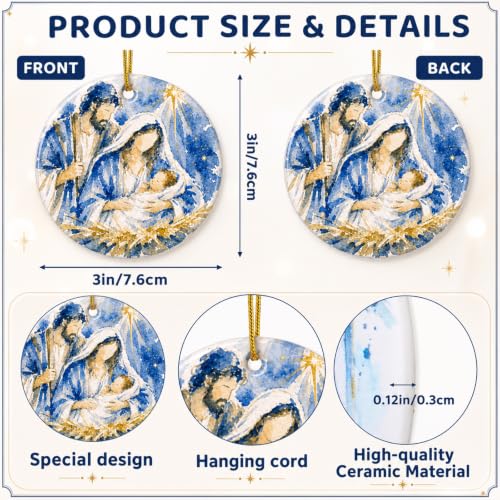Kajaia 6 Pcs Nativity Scene Ornaments Religious Nativity Xmas Decor, Round