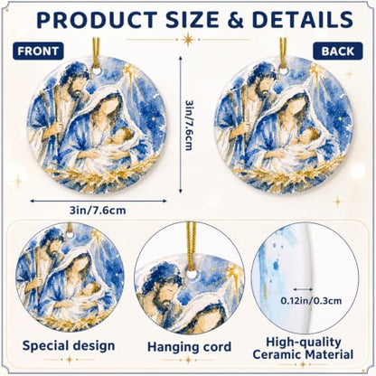 Kajaia 6 Pcs Nativity Scene Ornaments Religious Nativity Xmas Decor, Round