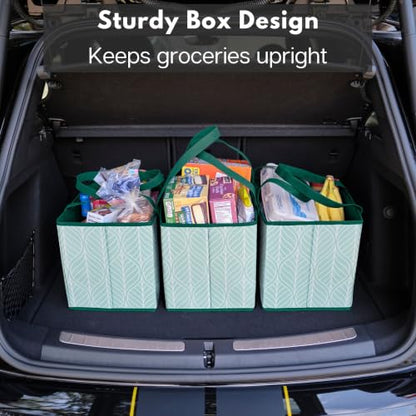 Reusable Grocery Bags (3 Pack) – Heavy Duty Reusable Shopping Bags, Green - color: Green