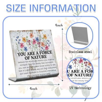 You Are a Force of Nature Desk Sign Wildflower Strength Quote, Rustic Steel Plaque for Women Empowerment, Resilience Healing Gift, Motivational Decor for Office, Therapy or Personal Growth XLK518 - style: Force of Nature