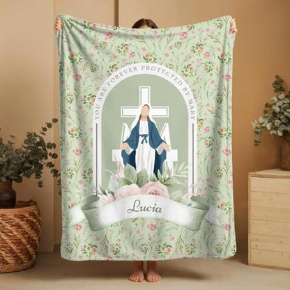 First Communion Blankets For Girls, Personalized Marian Swaddle Blanket, Catholic Baptism Gift, Baby Wrap, Our Lady Throw, Custom Mary Receiving Blanket For Kids, Baby Shower, Christian Baby Girl Gif - color: #Ver17