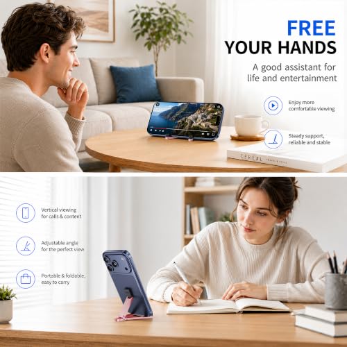 Portable Foldable Pocket Phone Stand with Keychain for Desk Travel(Pink) - color: Pink