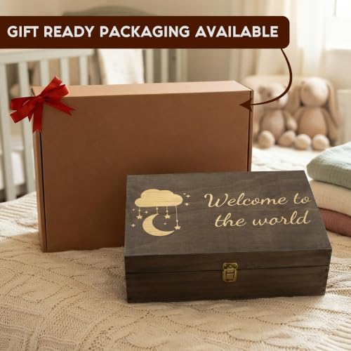Welcome to the World Engraved Wooden Keepsake Box, Newborn Baby Memory Box with Inside Engraving, Baby Milestone Storage Box for Photos, Cards & Precious Keepsakes , X-Large ,14.15 x 9.5 x 4.5" - size: X-Large, style: Baby