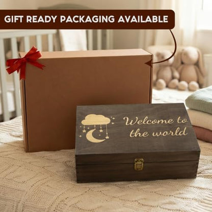 Welcome to the World Engraved Wooden Keepsake Box, Newborn Baby Memory Box with Inside Engraving, Baby Milestone Storage Box for Photos, Cards & Precious Keepsakes , X-Large ,14.15 x 9.5 x 4.5" - size: X-Large, style: Baby
