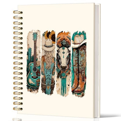 Lacama Cowgirl Notebook Journals Planner Western Cowgirl Gifts for Women, Retro Western Cow Cowgirl Gifts, Western School Office Supplies, A5 Hardcover Spiral Notebook chool Office Supplies - color: Cowgirl