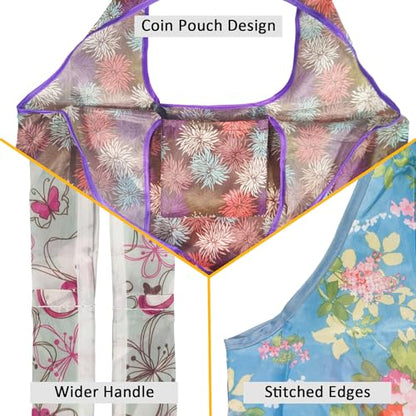 Lightweight Foldable Tote Bag, Reusable Grocery Shopping Bag - color: Rose 4 Pack