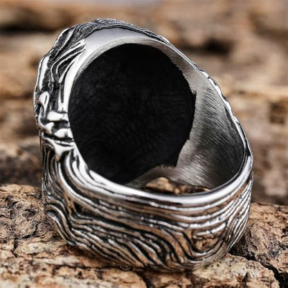 Vintage Silver Jesus Head Signet Stainless Steel Ring For Women Men Religious Amulet Baptism Band Antique Thumb Knuckle Ring Hip Hop Biker Baptism Christian Catholic Costume Jewelry Gifts Accessories