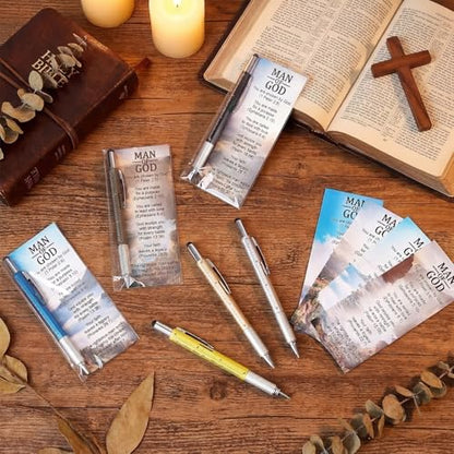 12 Sets 6 in 1 Multi Tool Pen Father Day Man of God Gift Christian Church Gifts for Men Bulk Bible Verse Bookmarks Screwdriver Pen Multi Tool Pens for Christian Father Coworkers