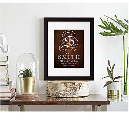 A&T ARTWORK Family Sign - Photo Prints Gift, Anniversary, with Couple's Name, Member Name and Date Established. 14x11 inches & D-Mats UNFRAMED - color: Family Sign, size: 11x14"