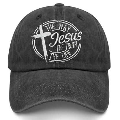 Christian Hats for Men Women, Jesus Baseball Cap, Adjustable Cotton Embroidered Christian Hats