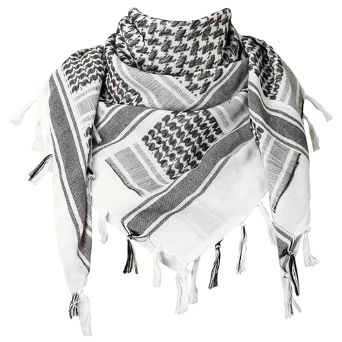 Aonal Military Shemagh Tactical Desert Scarf, Keffiyeh Scarf for Men - color: A-white