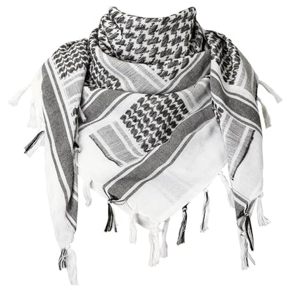 Aonal Military Shemagh Tactical Desert Scarf, Keffiyeh Scarf for Men - color: A-white