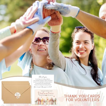 100 Sets Volunteer Thank You Cards Envelopes Stickers Appreciation Gifts