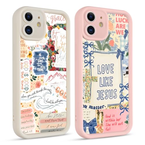 2 Pack Cute Christian Flower Collage Phone Case for iPhone 11 6.1'', Girly Preppy Jesus Bible Verse with Floral Bow Design, Slim Soft TPU Shockproof Protective Cover for Women Girls - color: Christian Flower Collage, size: iPhone 11