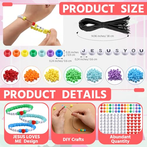 35 Sets Rainbow Jesus Love You Bracelet Christian Sunday School Crafts - color: Rainbow, style: Jesus Love You