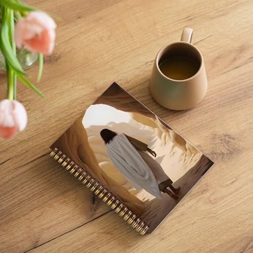 WUCHJ Jesus Christ Spiral Notebook, Church Notes Notebook, I Will Walk With Christ LDS, Jesus Notebooks for School Supplies, Home & Office, Spiral Bound 5.5x8.3 - color: Jesus back view