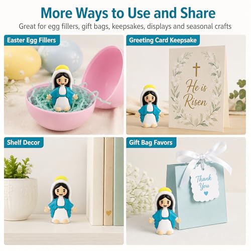 30 PCS Mini Virgin Mary Figurines, Small Religious Statues for Easter Egg Fillers, Baptism Gifts, Sunday School, Holiday Collectibles - color: Style1
