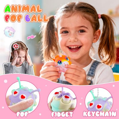 KissFree 36 PACK Animal Pop Balls Party Favors for Kids, 3D Pop Fidget Balls Toys Bulk, Gifts for Boys & Girls, Goodie Bag Stuffers, Pinata Stuffers, Treasure Box Toys, Prizes for Kids - style: 36PCS Animal Pop Ball