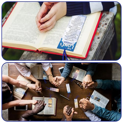 Dispowreath 60 Pcs the Lord's Prayer Christian Bookmarks with Ribbon - style: the Lord's Prayer