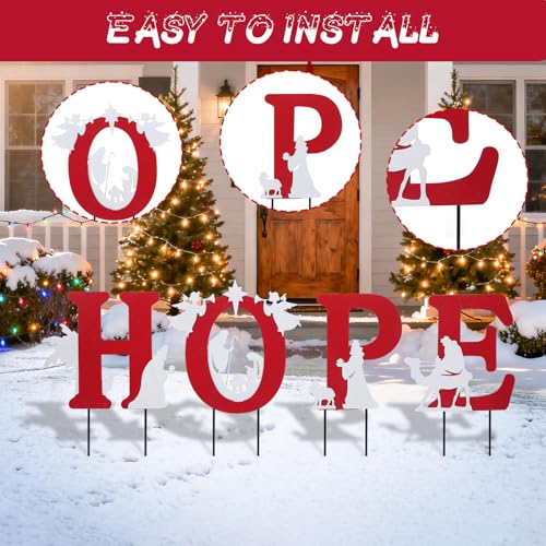 Bshine Christmas Hope Outdoor Garden Stake, 4 Pack Yard Sign Decor Stake - size: 16.8" Hope