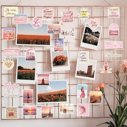 Vision Board Stickers for Women, Motivational Quote Decals for Journals - color: Pink Motivational