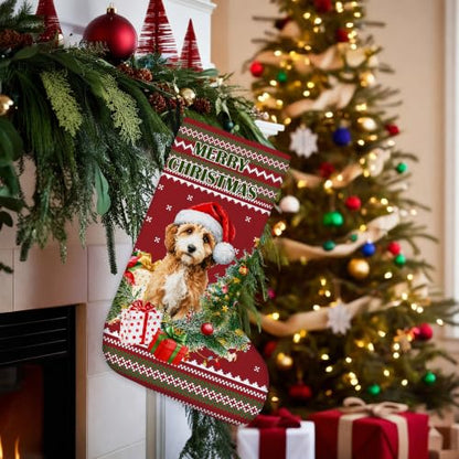 Cockapoo Dog Red and Green Christmas Stockings 16 Inch - color: Christmas21