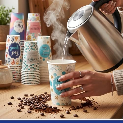 50 Pack 16 oz Disposable Coffee Cups with Lids Quotes - style: Motivational Quotes