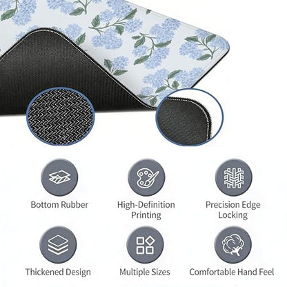 UTELKA Blue Desk Mat, Flroal Desk Matt for Desktop Mouse Pad 31.5x11.8 - color: Blue Hydrangea Large, size: 31.5L x 11.8W inches
