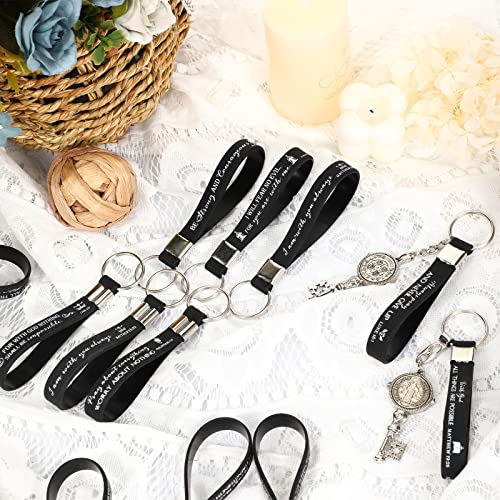 Sureio 36 Pcs Inspirational Christian Gift Silicone Keychain Bulk Religious Bible Verse Church Gift for Women Men Grandparent - color: Black