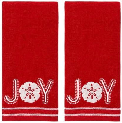 Christmas Red Guest Hand Bathroom Towels, Coastal Ocean Shell Joy, 16x26" - color: Shell Joy
