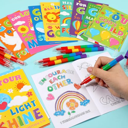 BenLouis 60Pcs Bible Verses Mini Coloring Books Bulk for Kids Party Favors - style: Bible